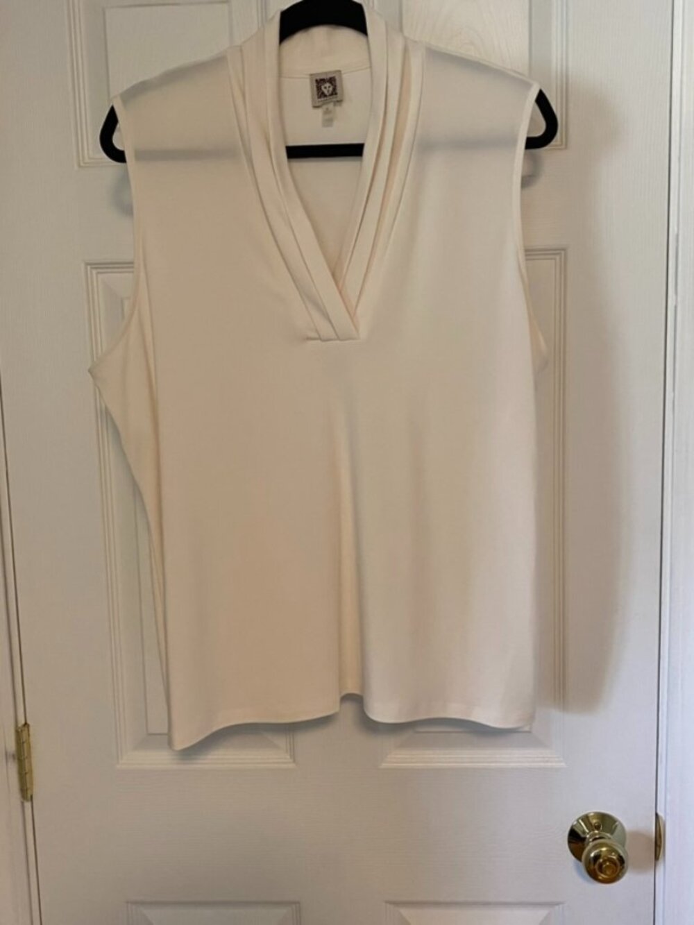 Anne Klein Pleated V-Neck Sleeveless Blouse